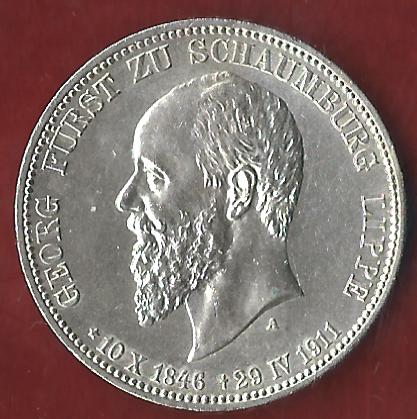  NEU 3 Mark Schaumburg Lippe 1911 st Koblenzer Münzen Studio Koblenz Frank Maurer AH949   