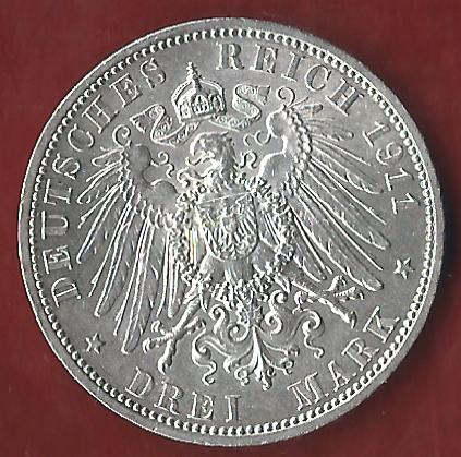  NEU 3 Mark Schaumburg Lippe 1911 st Koblenzer Münzen Studio Koblenz Frank Maurer AH949   