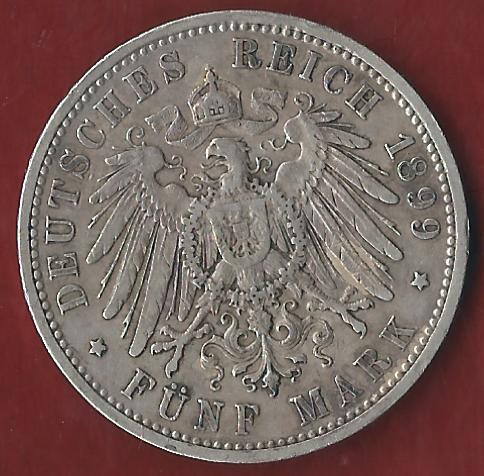  NEU 5 Mark Hessen 1899 ss-vz Koblenzer Münzen Studio Koblenz Frank Maurer AH950   