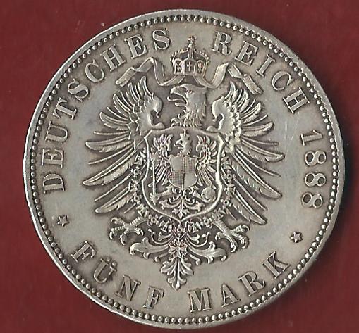  NEU 5 Mark Bayern 1888 vz Koblenzer Münzen Studio Koblenz Frank Maurer AH957   