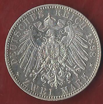  NEU 2 Mark Schwarzburg Rudolstadt 1898 vz Koblenzer Münzen Studio Koblenz Frank Maurer AH958   