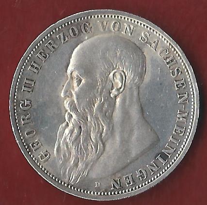  NEU 3 Mark Sachsen Meinigen 1913 vz-st Koblenzer Münzen Studio Koblenz Frank Maurer AH959   
