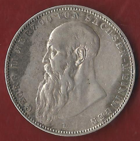  NEU 5 Mark Sachsen Meiningen vz- Koblenzer Münzen Studio Koblenz Frank Maurer AH964   