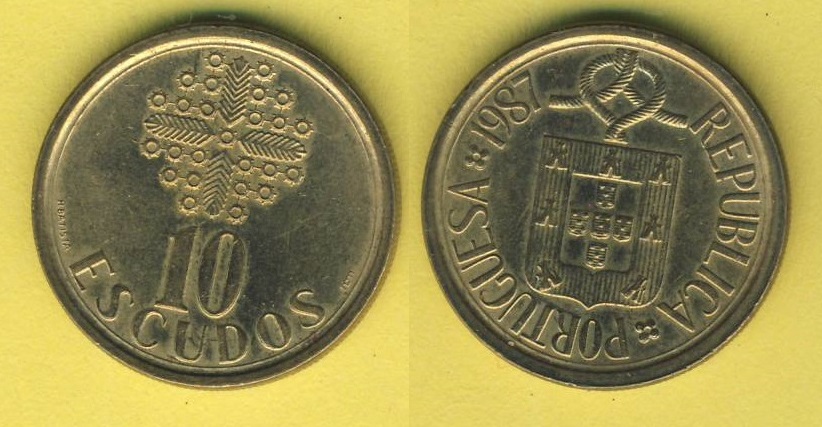  Portugal 10 Escudos 1987 Top   