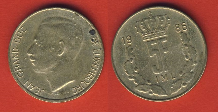  Luxemburg 5 Francs 1986   