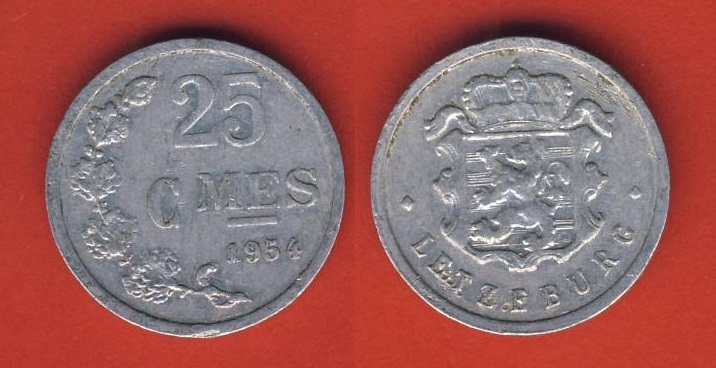  Luxemburg 25 Centimes 1954   