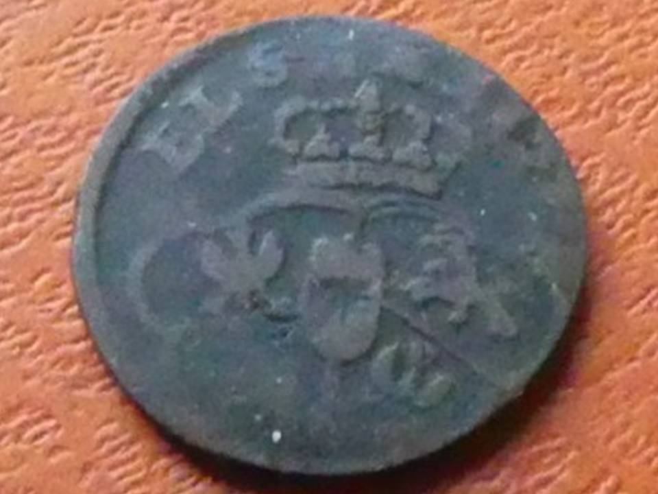  Kupfermünze August der Starke König von Polen, 3,1 Gramm, 21 mm   