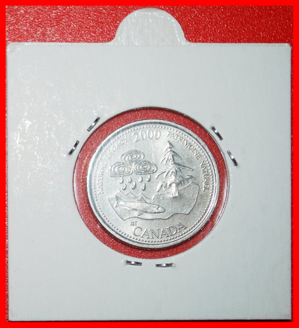  Ⰶ FISCH: KANADA★25 CENT 2000! STG STEMPELGLANZ! ELISABETH II. (1953-2022) IN PACKUNG★OHNE VORBEHALT!   
