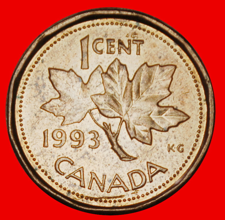 Ⰶ KRONE (1990-1996): KANADA ★1 CENT 1993! ELISABETH II. (1953-2022) STG STEMPELGLANZ★OHNE VORBEHALT!