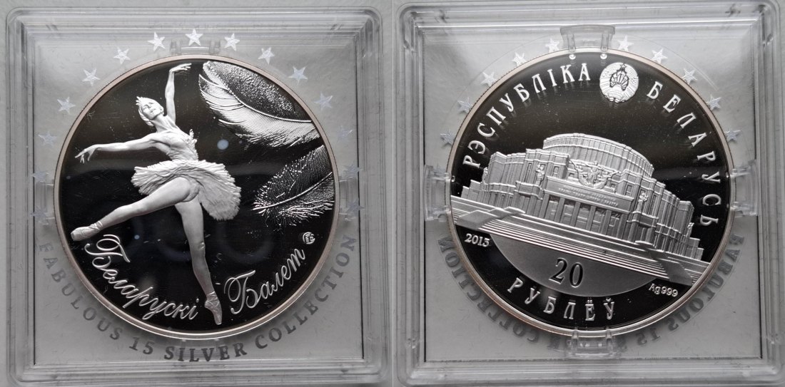  Weißrussland 20 Rubel 2013 Ballerina Silber   