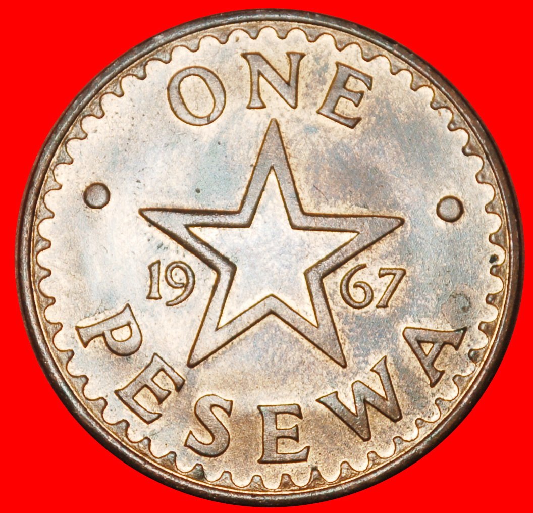  Ⰶ GREAT BRITAIN (1967-1979): GHANA ★ 1 PESEWA 1967 STAR UNC MINT LUSTRE!★LOW START ★ NO RESERVE!   