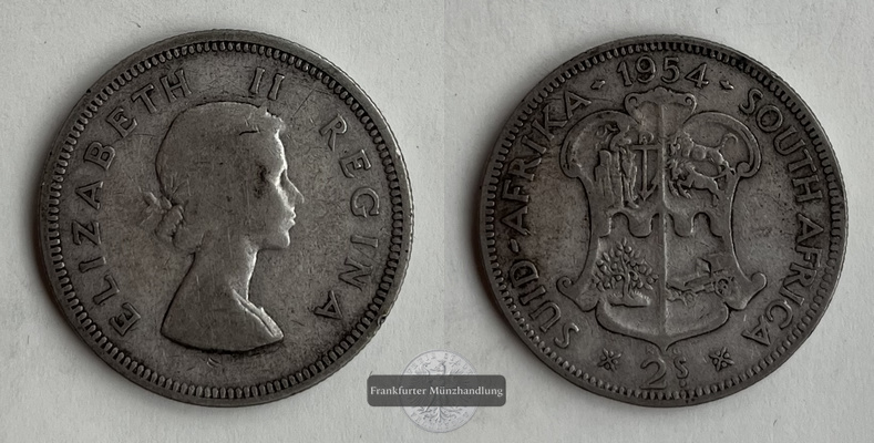  Südafrika 5 Shillings  1954  KM#50 FM-Frankfurt  Feinsilber: 5,65g   