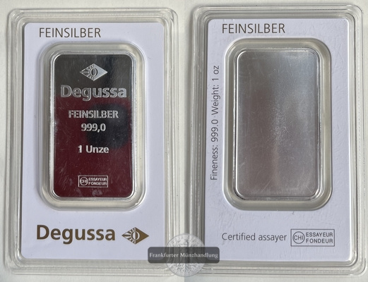  Degussa  100g  Silberbarren   FM-Frankfurt   Feinsilber: 100g   