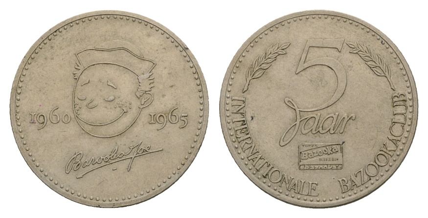  Niederlande, Bazooka Club 5 Jaar 1960-1965; Marke; unedel; 14,14 g; Ø 32,3 mm   