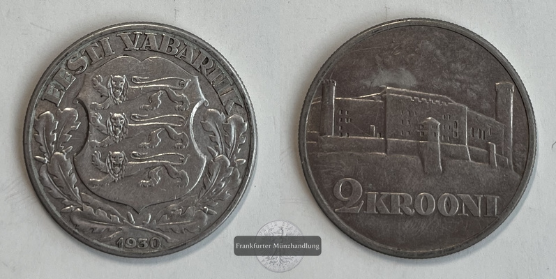  Estland 2 Krooni 1930 KM#20  FM-Frankfurt  Feinsilber: 6g   