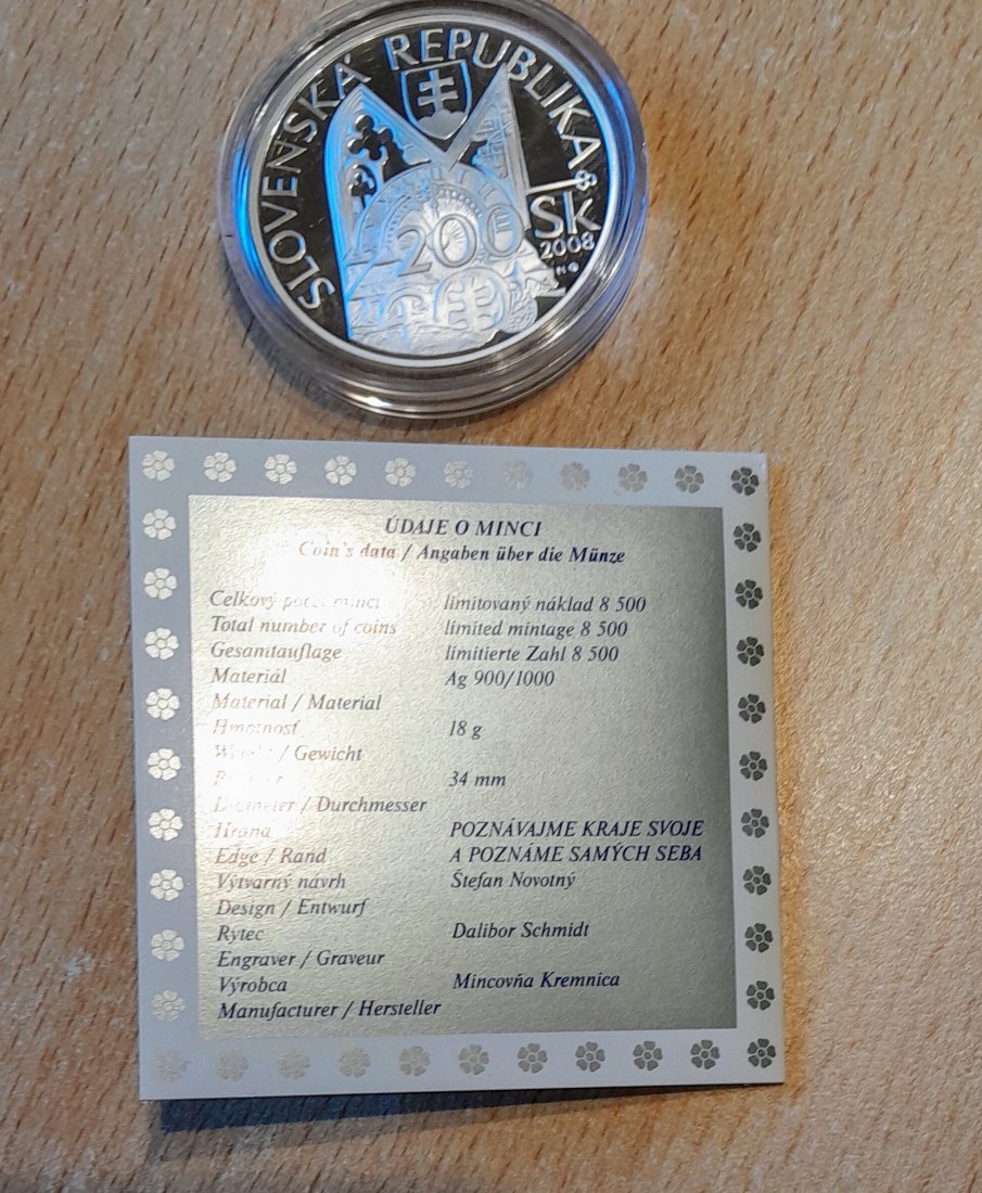  Slowakei 200 Kronen 2008 PP Kmet  + Original Etui + Zertifikat nur 3400 Stück RAR   