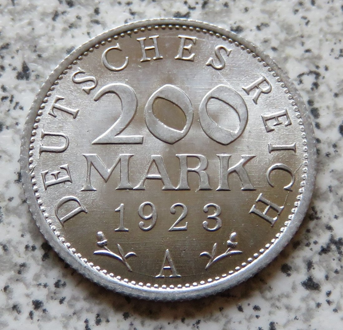  Weimarer Republik 200 Mark 1923 A, Erhaltung   
