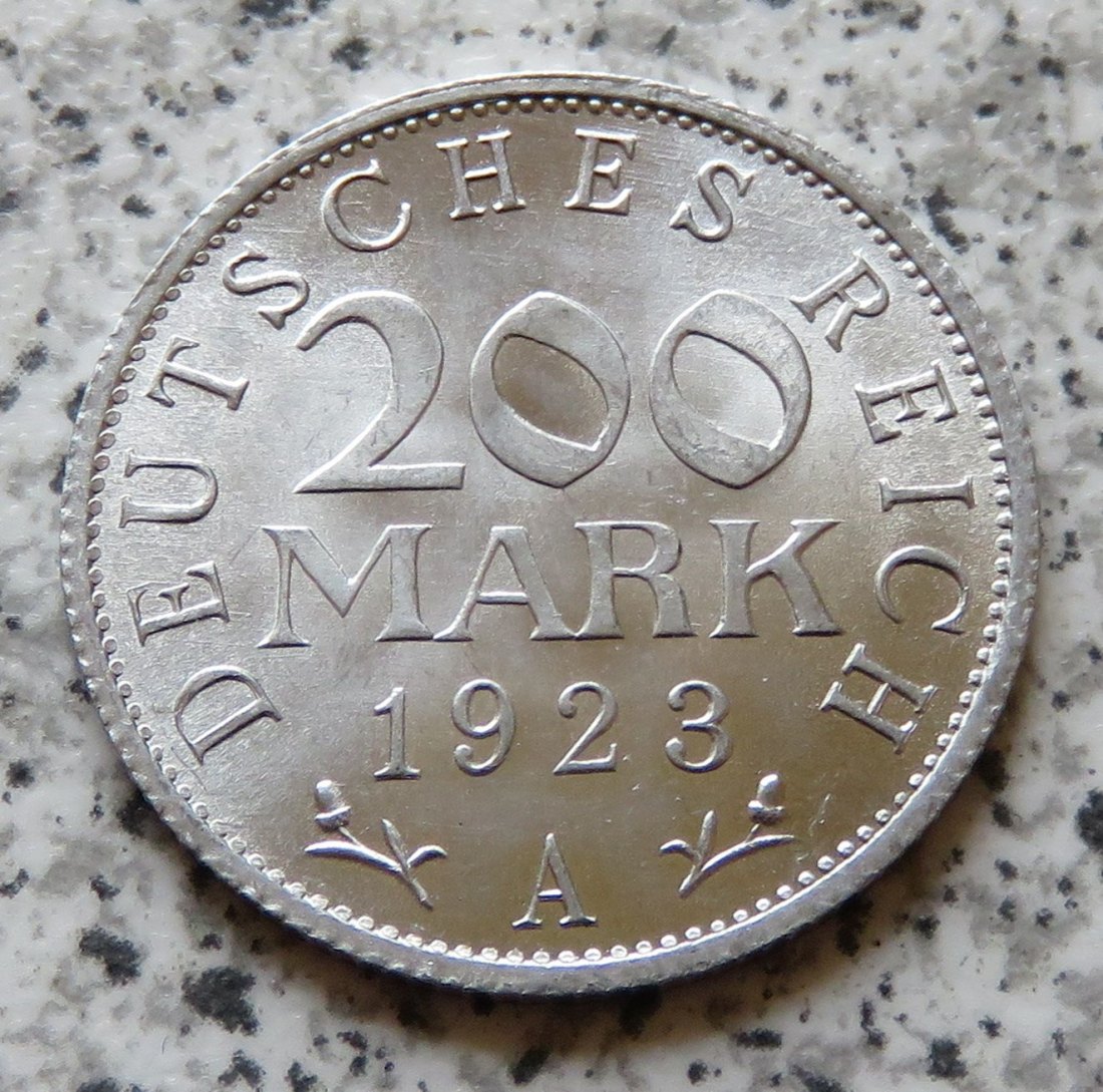  Weimarer Republik 200 Mark 1923 A, Erhaltung   