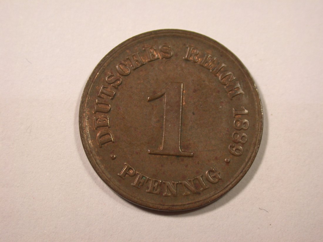 I19 KR 1 Pfennig 1889 D in vz/vz+ Originalbilder