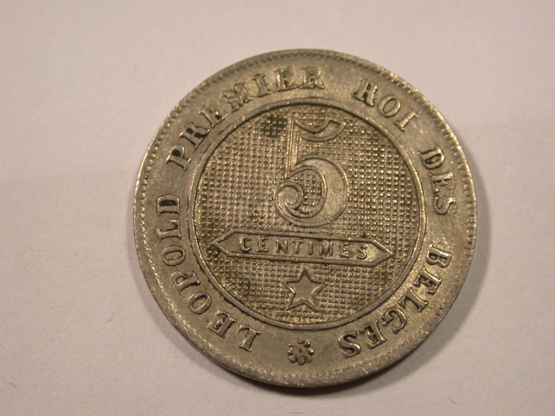  I19  Belgien  5 Cent 1862 in ss+/f.vz  Originalbilder   