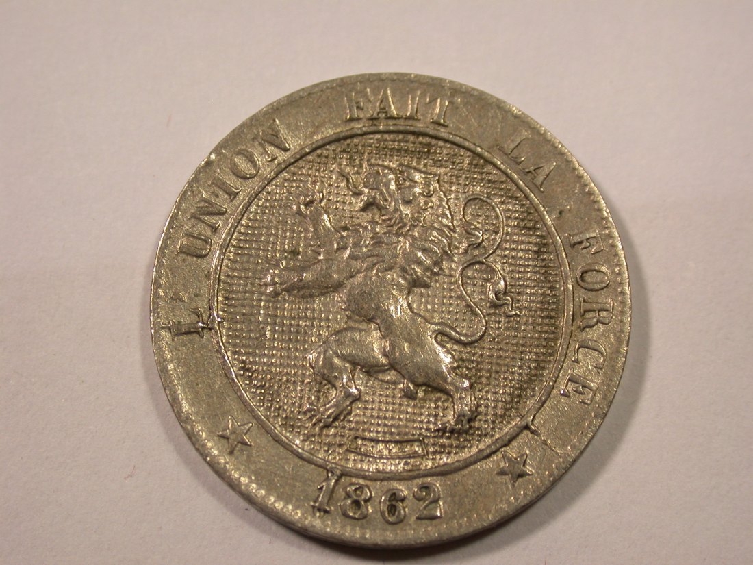  I19  Belgien  5 Cent 1862 in ss+/f.vz  Originalbilder   
