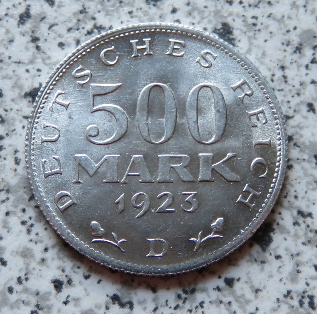  Weimarer Republik 500 Mark 1923 D, Erhaltung   
