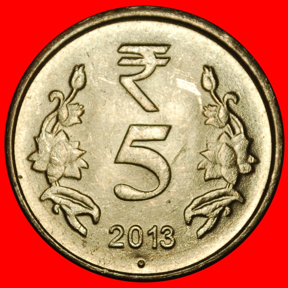 Ⰶ CORRUPTION RUPEE SYMBOL (2011-2019): INDIA★5 RUPEES 2013 DISC! UNC LUSTRE! LOW START ★ NO RESERVE!