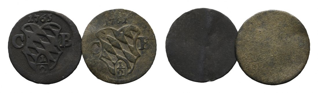  Altdeutschland, 2 Kleinmünzen 1765/ 1761   