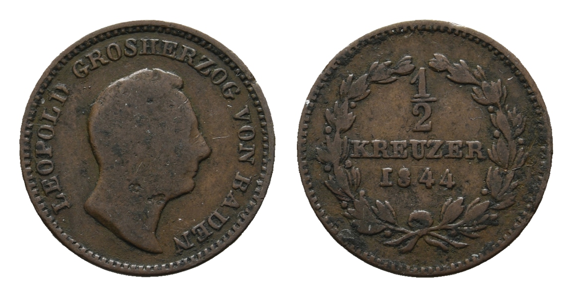  Altdeutschland; Baden; Kleinmünze 1844   