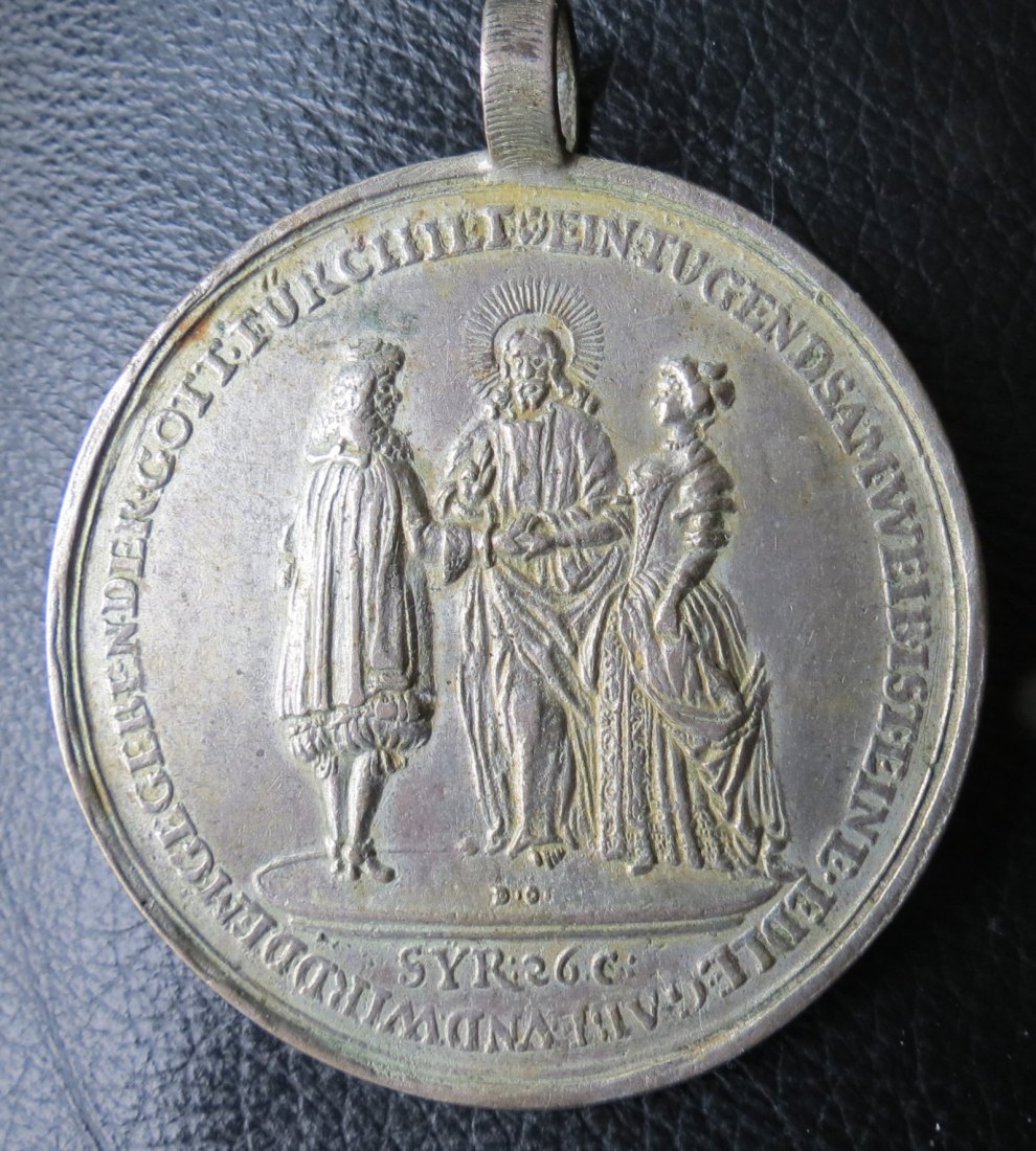 Silbergussmedaille 1676, von Dürr und Omeis, auf die Ehe, sehr selten, vz