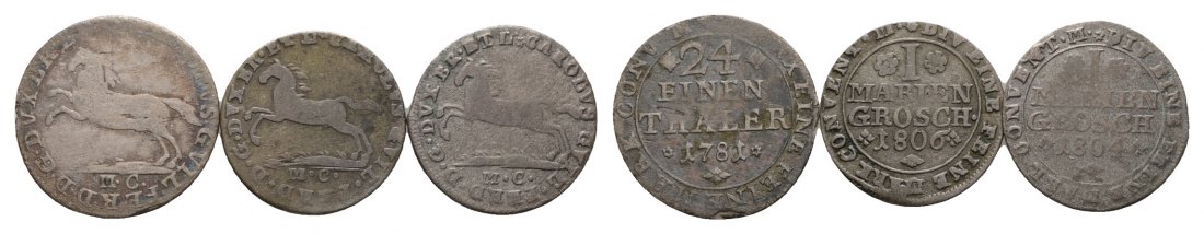  Altdeutschland; Braunschweig; 3 Kleinmünzen 1781 / 1806 / 1804   