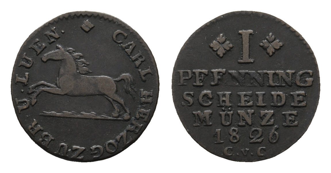  Altdeutschland; Braunschweig; Kleinmünze 1826   