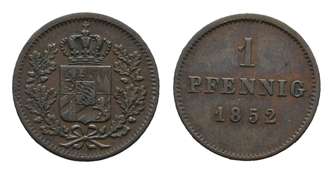  Altdeutschland; Bayern; Kleinmünze 1852   