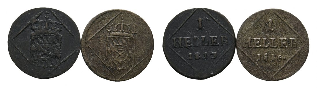  Altdeutschland; Bayern; 2 Kleinmünzen  1813 / 1816   