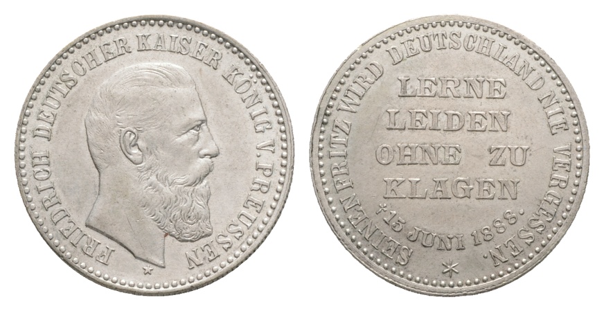  Preußen; Medaille 1888; AG 9,23 g;  Ø 28 mm   