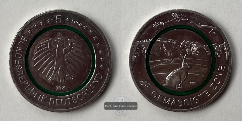  Deutschland 5 Euro 2019 Gemässigte Zone KM#380 FM-Frankfurt   