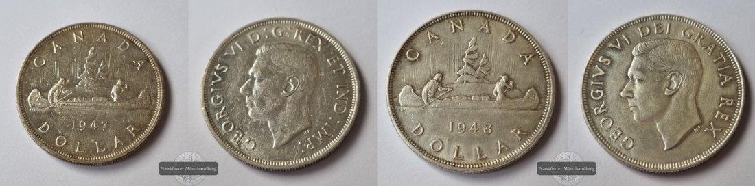  Kanada Silver Dollar 1935 - 1963 (24 Münzen) LOT FM-Frankfurt Feinsilber: 447,93g   