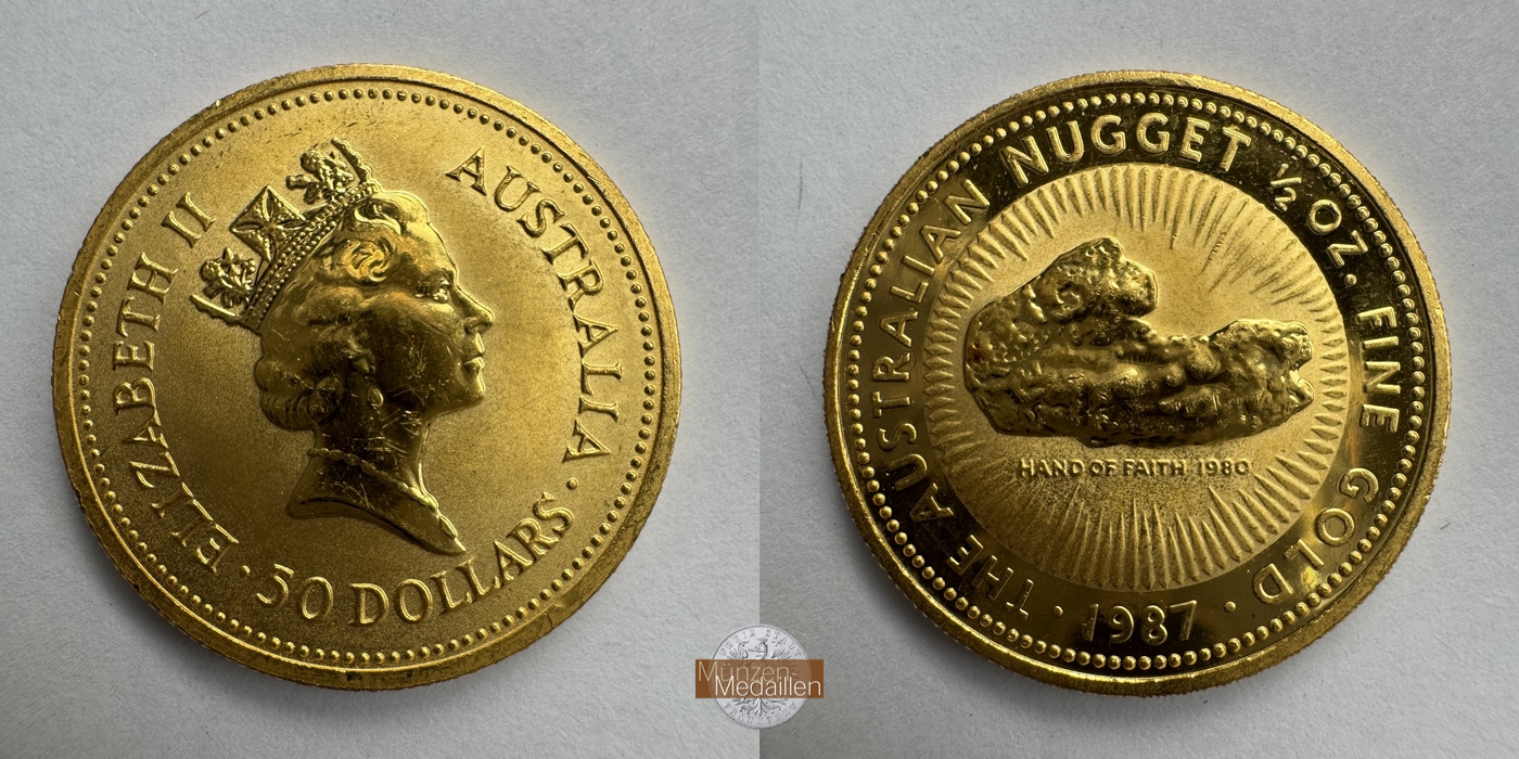 Australien Nugget MM-Frankfurt Feingold: 15,5g 50 Dollars 1987 