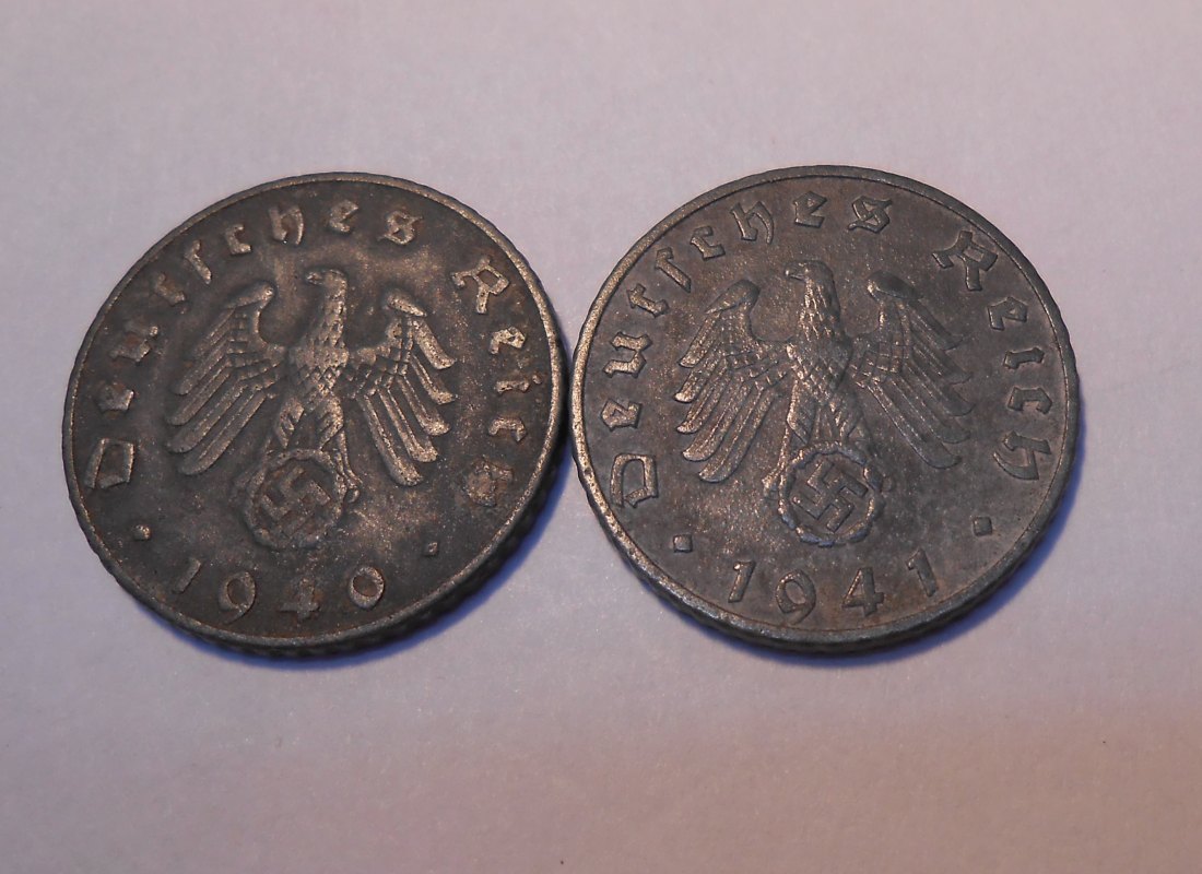  M.511 / Drittes Reich, 2er Lot, 5 Reichspfennig mit HK (Jäger 370), 1940 B und 1941 B   