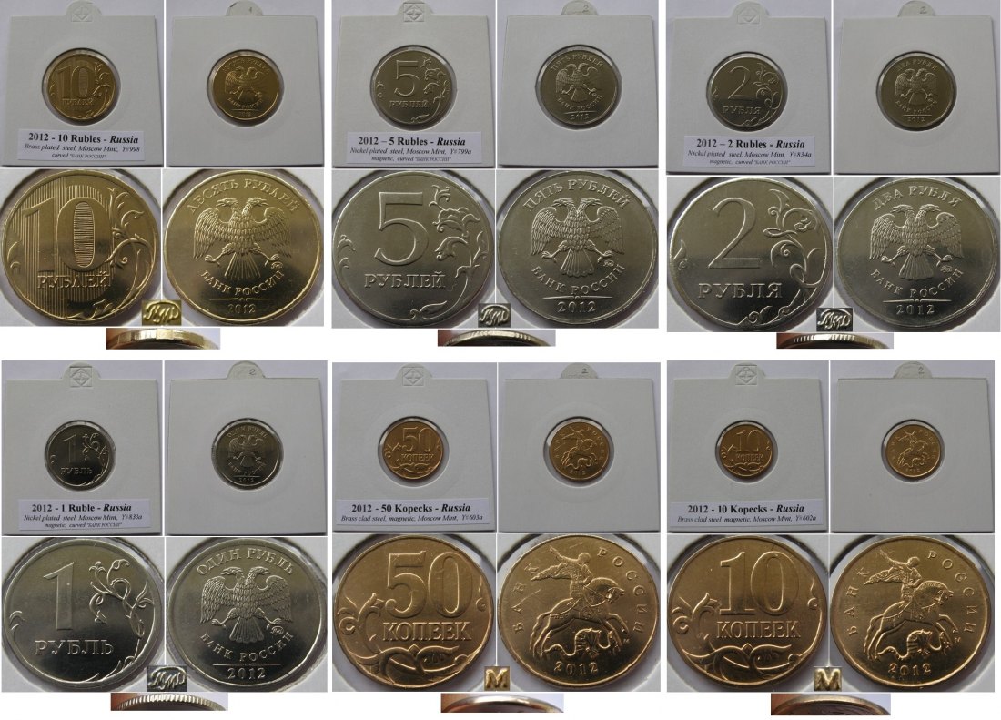  2012, Russia,a  set circulations coin, Moscow Mint   