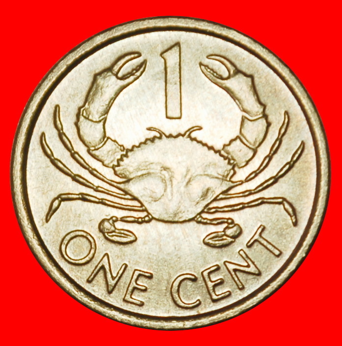 Ⰶ GREAT BRITAIN: SEYCHELLES ★ 1 CENT 1997PM CRAB! UNC MINT LUSTRE!★LOW START ★ NO RESERVE!