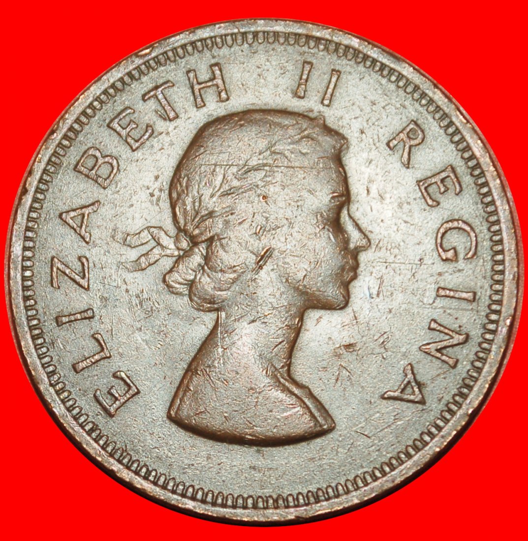  Ⰶ ELISABETH II. (1953-2022): SÜDAFRIKA ★ 1 PENNY 1956 SCHIFF (1953-1960)!★OHNE VORBEHALT!   