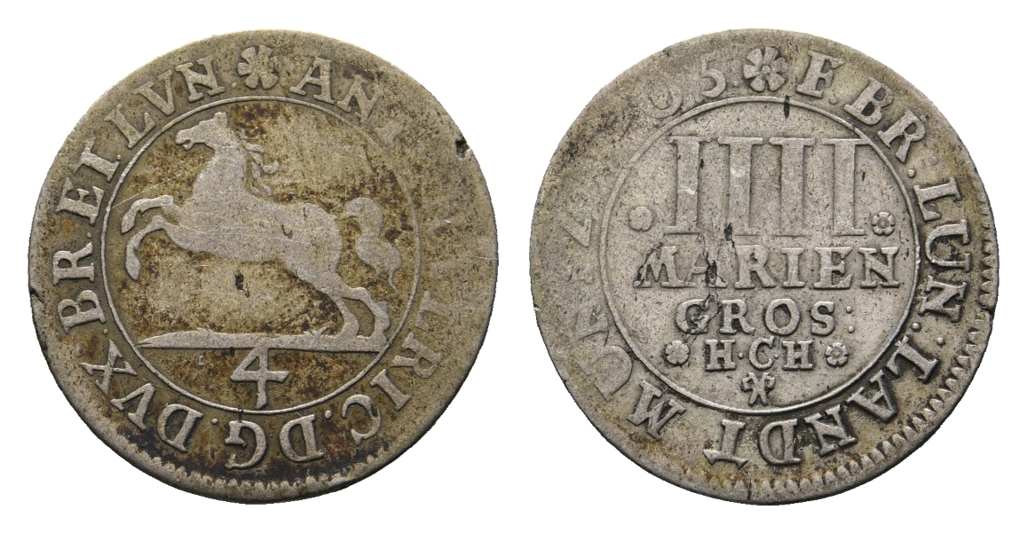  Altdeutschland; Braunschweig; Kleinmünze 1705   