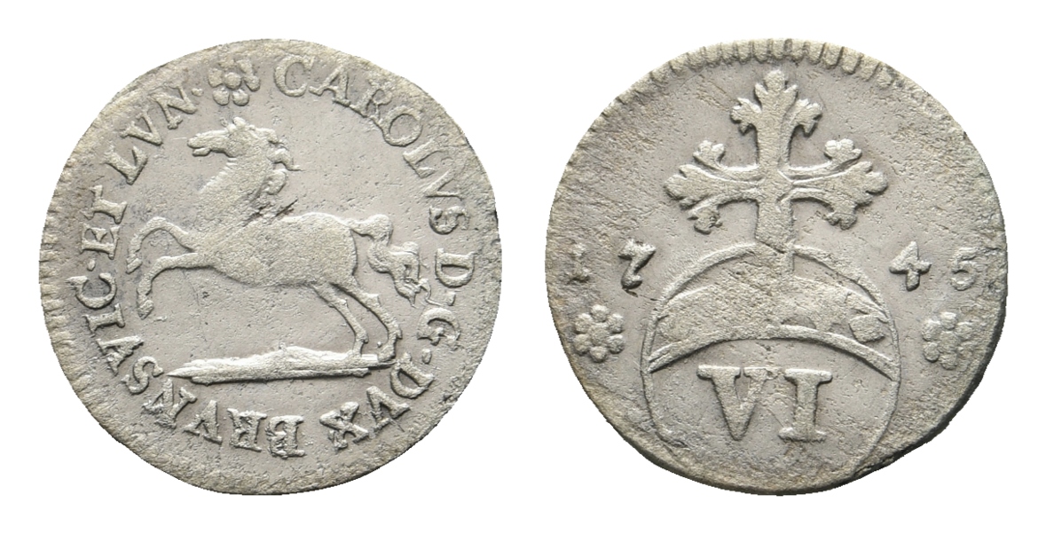  Altdeutschland; Braunschweig; Kleinmünze 1745   