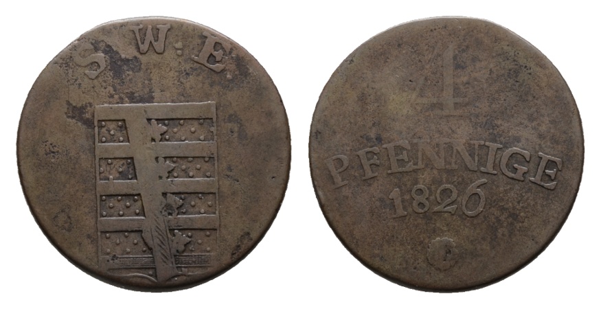  Altdeutschland; Sachsen; Kleinmünze 1826   