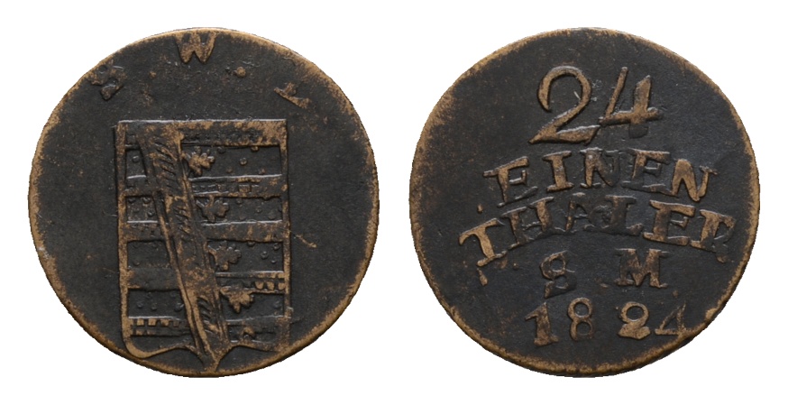  Altdeutschland; Sachsen; Kleinmünze 1824   