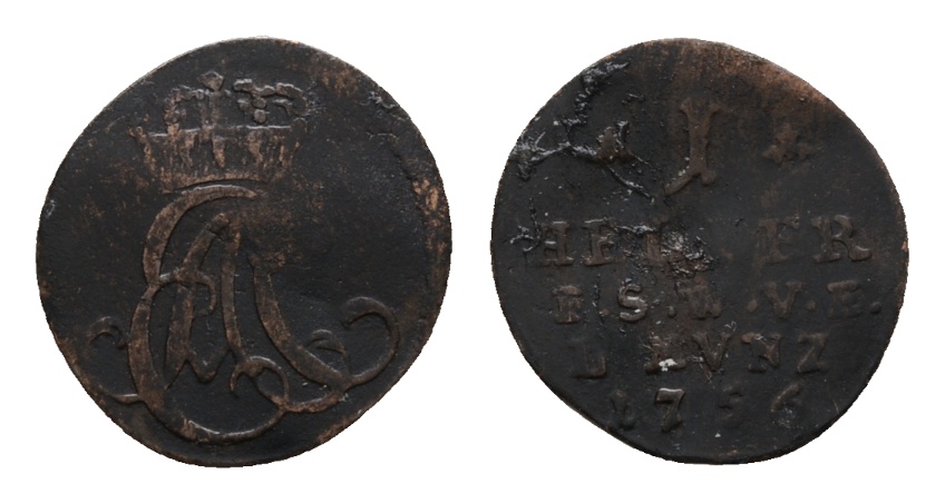  Altdeutschland; Sachsen; Kleinmünze 1756   