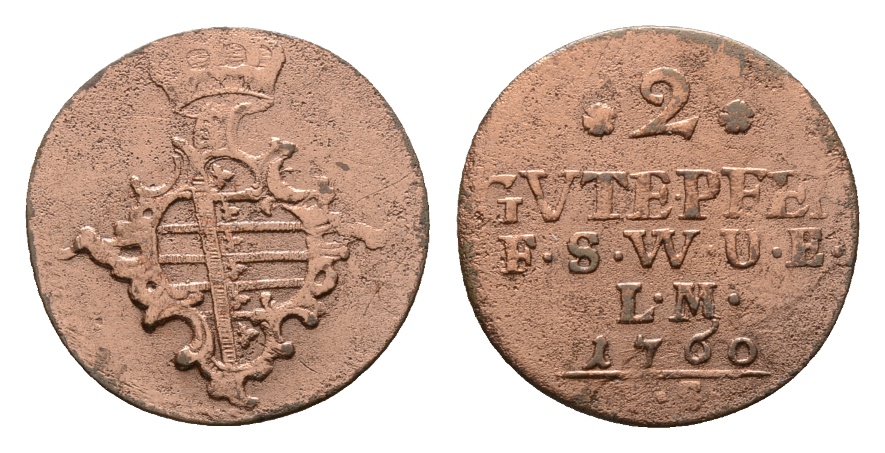 Altdeutschland; Sachsen; Kleinmünze 1760   