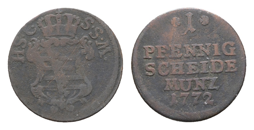  Altdeutschland; Sachsen; Kleinmünze 1772   