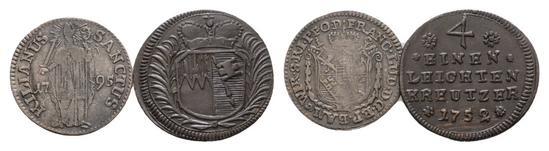  Altdeutschland; 2 Kleinmünzen 1795 /1752   